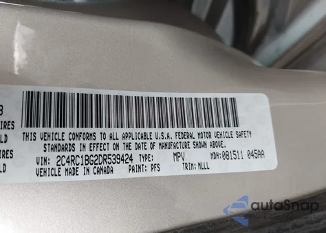 2013 Chrysler Town & Country Touring z USA, uszkodzony, nr VIN 2C4RC1BG2DR539424